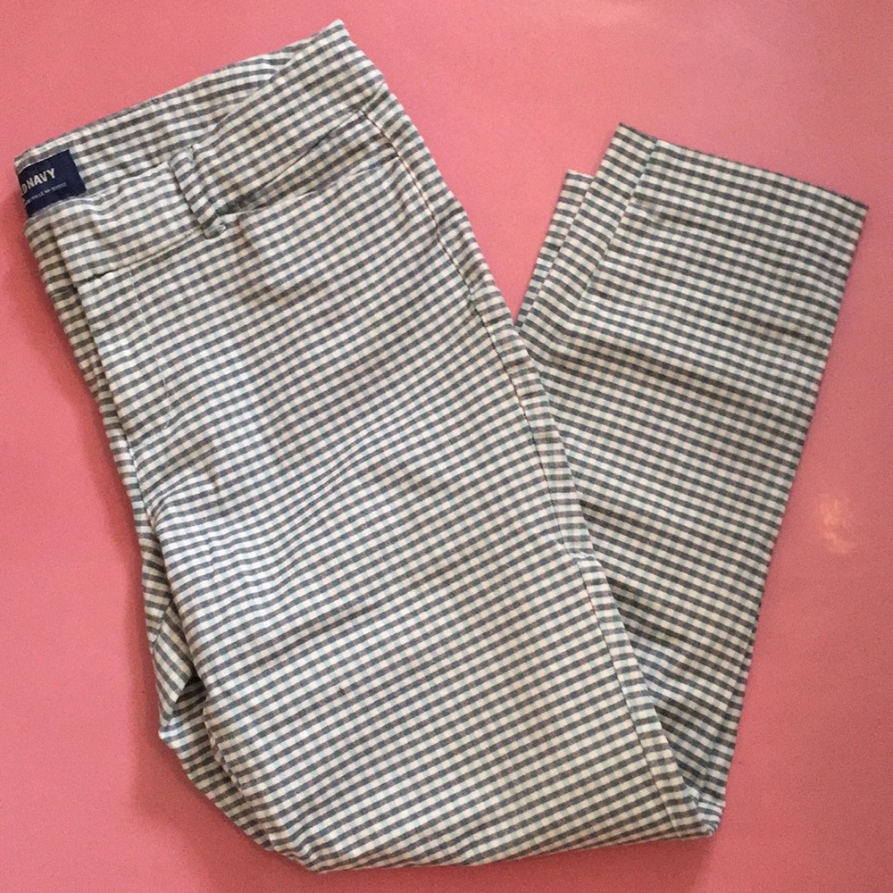 Gingham print ankle pants